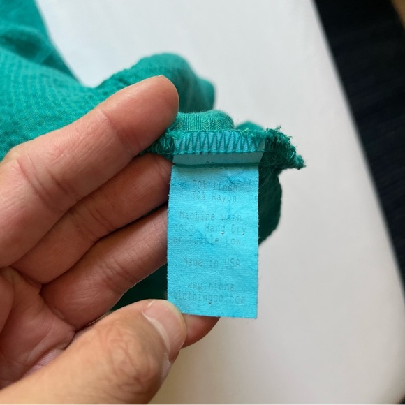 NICHE NILGUN DERMAN green textured lagenlook draped sharkbite tunic mini dress - Picture 7 of 7